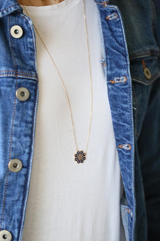 Floresque Enamel Necklace (double-sided)