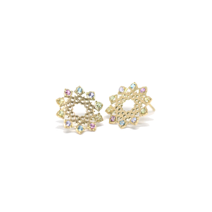 Arabesque Rainbow Pastel Earrings (18k)