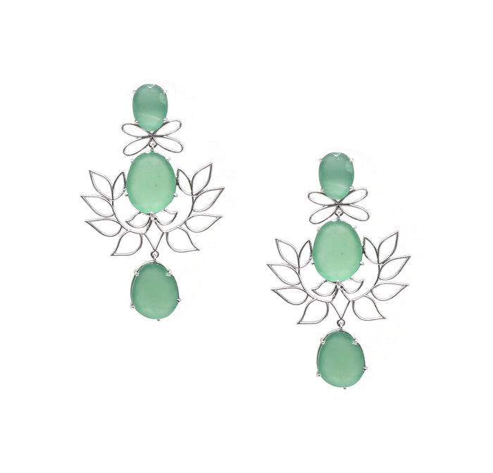 Petal Wreathe Green Onyx Earrings