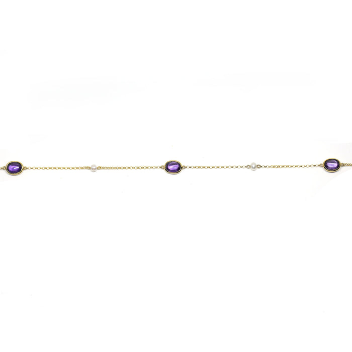 Purple Stones and Pearls Anklet