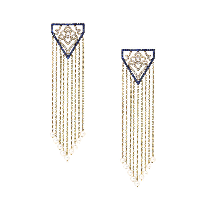 Sapphire and Diamond Chain Earrings