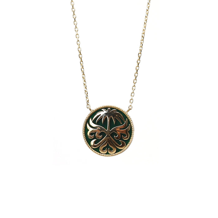Saudi Emblem Enamel Necklace