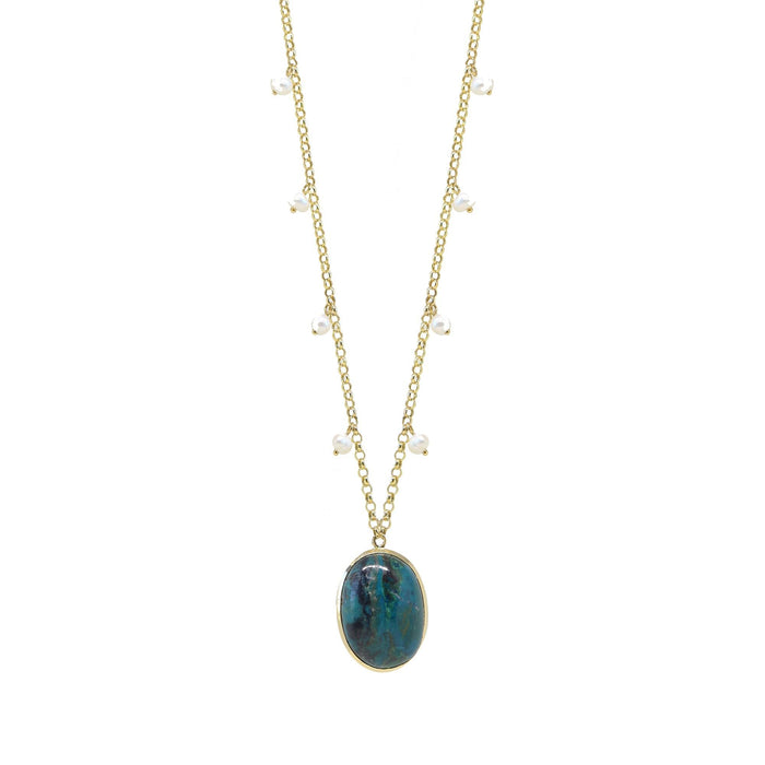 Chrysocolla Pearl Necklace