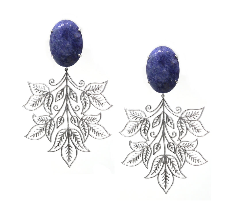 Lapis Lazuli Leaves Earrings