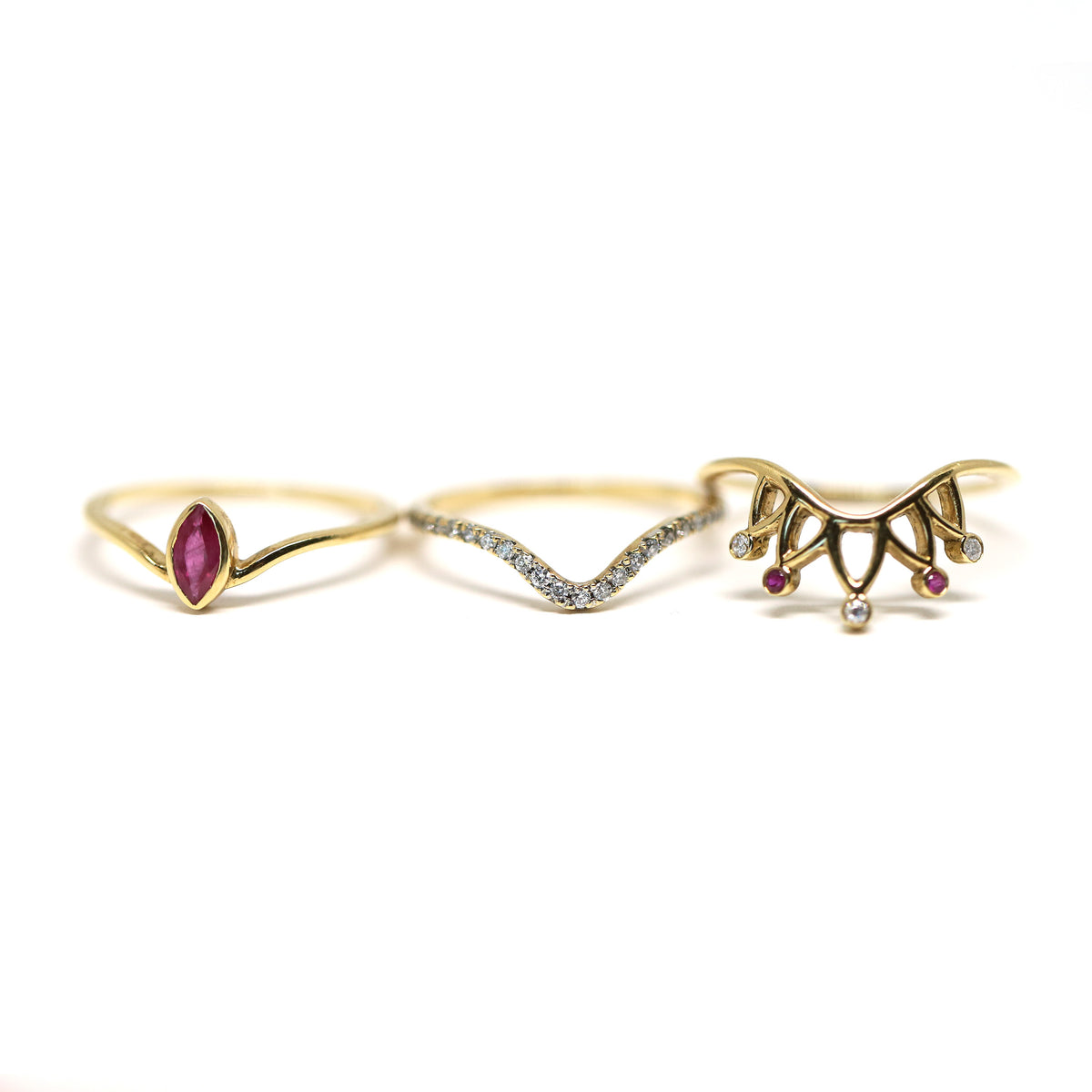 Ruby Queen Ring (Set of 3)